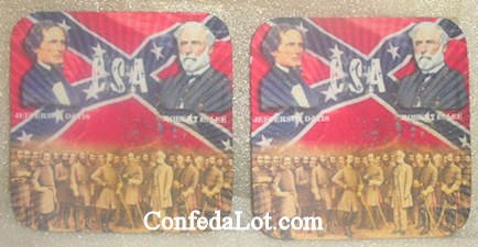 Confederate Robert E Lee Jefferson Davis Coaster Set NEW