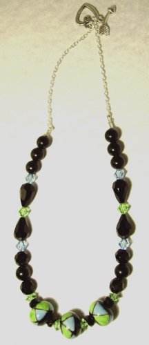 BLACKSTONE NECKLACE WITH GREEN & BLUE ACCENTS
