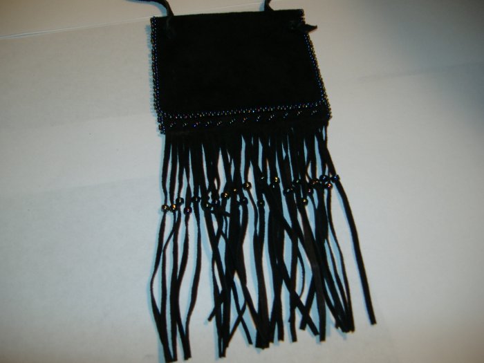 Large Black Leather Medicine/Amulet Bag