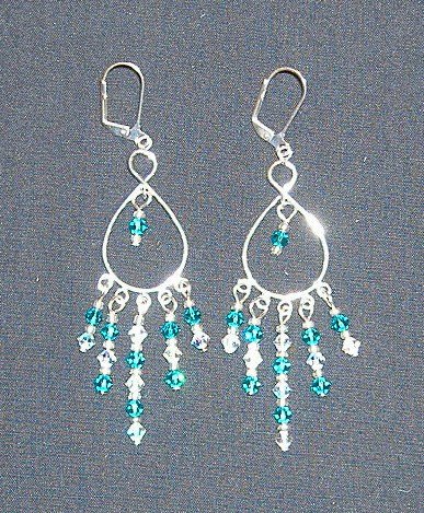 Small Turquoise Swarovski Crystal Chandelier Earrings