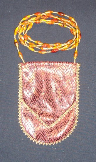 Red Faux Snakeskin Amulet Bag