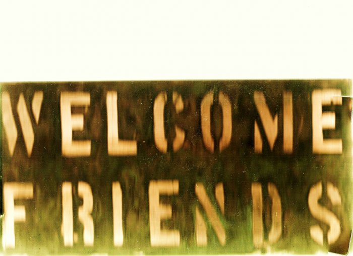 Copper WELCOME FRIENDS sign 6" x 12"