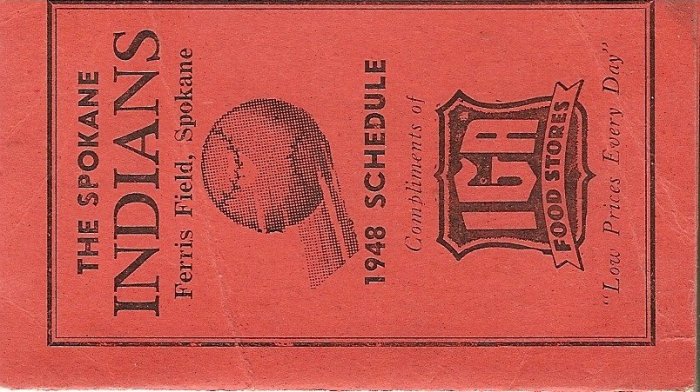 1948 SPOKANE INDIANS SEASON SCHEDULE