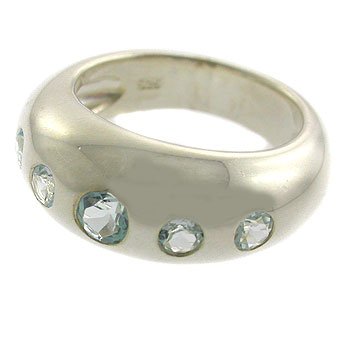 925 Sterling Ring with Genuine Topaz Gems
