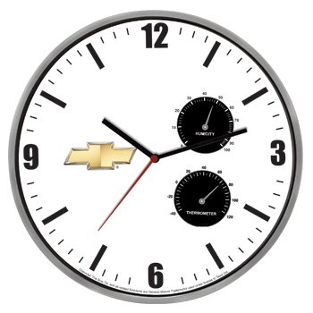 Chevrolet Metal Case Weather Station Wall Clock