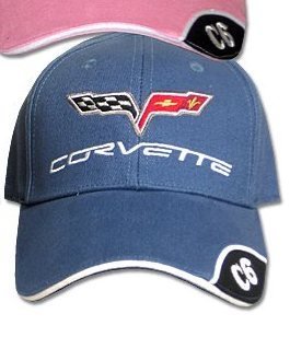 C6 Corvette Blue Brushed Twill Hat with Brim Emblem