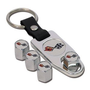 C3 Corvette Logo Valve Stem Cap - Chrome - Gift Set