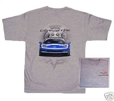 C6 Blue Corvette Front View T-Shirt - 2XL