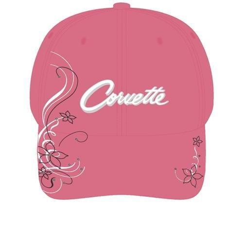 Women's Pink Corvette Script Hat with Rhinestones