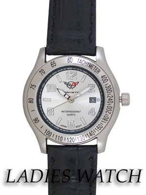 Women's Corvette Leather Band Calendar Watch
