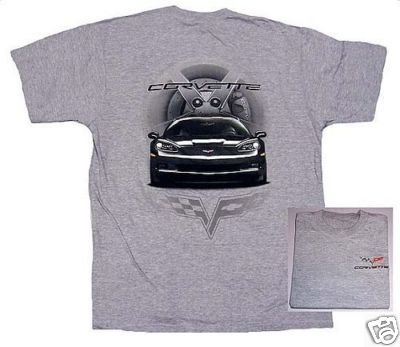 C6 Black Corvette Front View T-Shirt - L