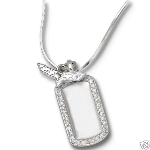 C6 Corvette Sterling Silver Necklace, Pendant & Dog Tag
