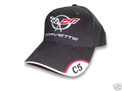 C5 Corvette Black Brushed Twill Hat with Brim Emblem