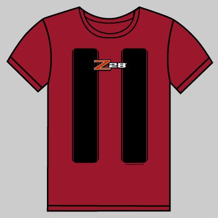 Camaro Z28 Red with Black Stripes T-Shirt - 2XL