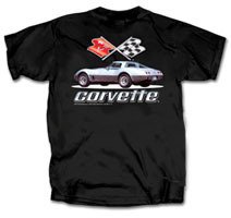 C3 Silver Corvette on Black T-Shirt - L