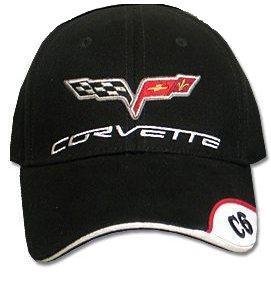 C6 Corvette Black Brushed Twill Hat with Brim Emblem