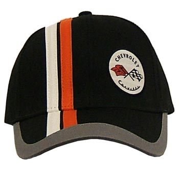 C1 Corvette Black Brush Twill Hat With Stripes