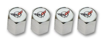 C5 Corvette Logo Valve Stem Caps - Chrome - (Set of 4)