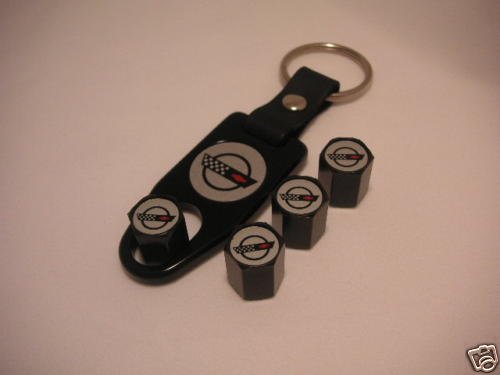 C4 Corvette Logo Valve Stem Cap - Black - Gift Set