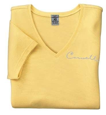 Women's Yellow Corvette Classic Script Shirt - XL