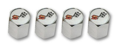 C3 Corvette Logo Valve Stem Caps - Chrome - (Set of 4)