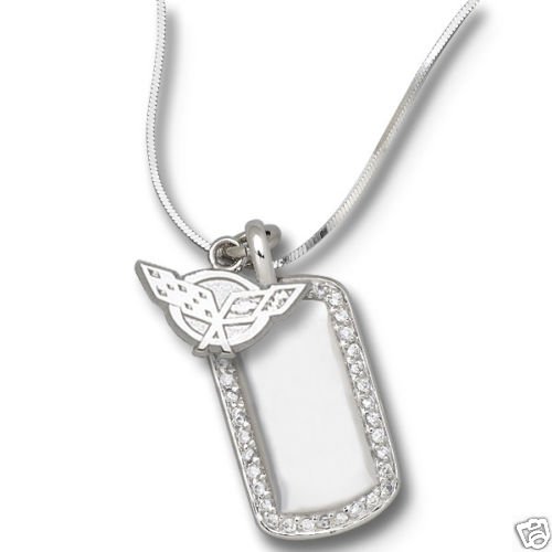 C5 Corvette Sterling Silver Necklace with Pendant and Dog Tag