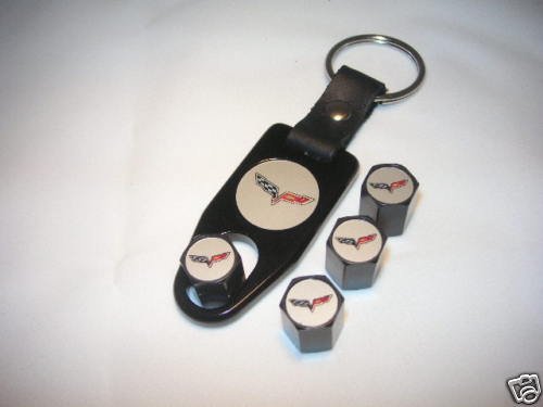 C6 Corvette Logo Valve Stem Cap - Black - Gift Set