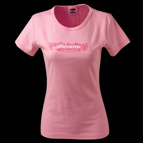 Women's Pink Corvette Floral Cap Sleeve T-Shirt - L
