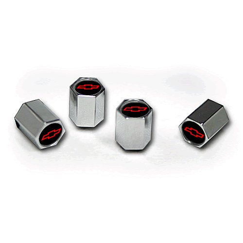 Chevy Red Bowtie Logo Valve Stem Caps - (Set of 4)