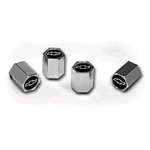 Chevy Silver Bowtie Logo Valve Stem Caps - (Set of 4)