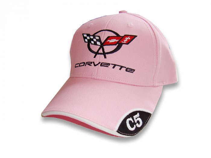 C5 Corvette Pink Brushed Twill Hat with Brim Emblem