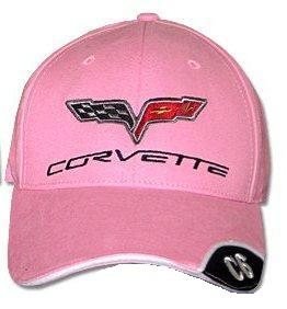 C6 Corvette Pink Brushed Twill Hat with Brim Emblem