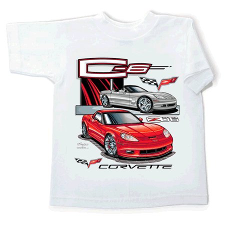Children's C6 and Z06 Corvette White T-Shirt - 6-8