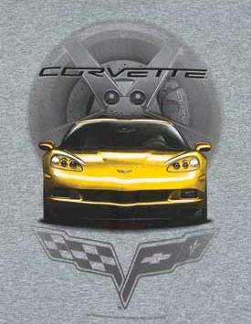 C6 Yellow Corvette Front View T-Shirt - L