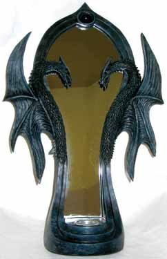 Double Dragon Mirror Candle Holder