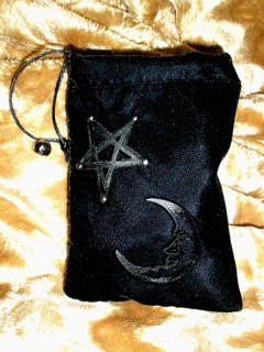 Velvet Embossed Star and Moon Tarot Card Treasure Bag