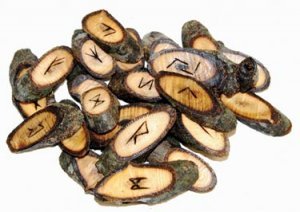 Natural Walnut Wood Rune Stone Set