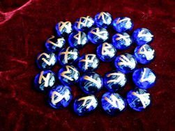 Cobalt Blue Glass Rune Stone Set