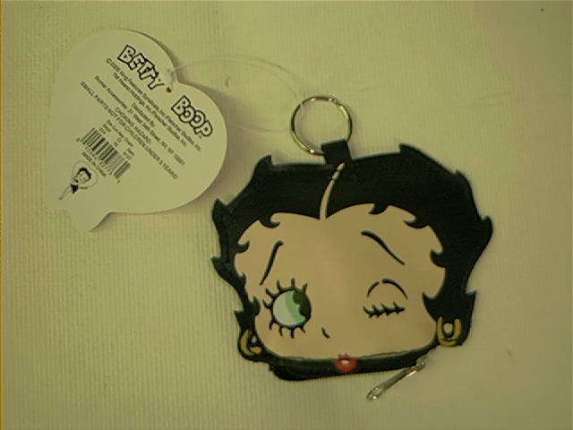BETTY BOOP â„¢ Die Cut KEY CHAIN with ZIPPER CHANGE POCKET - PURSE Black Vinyl