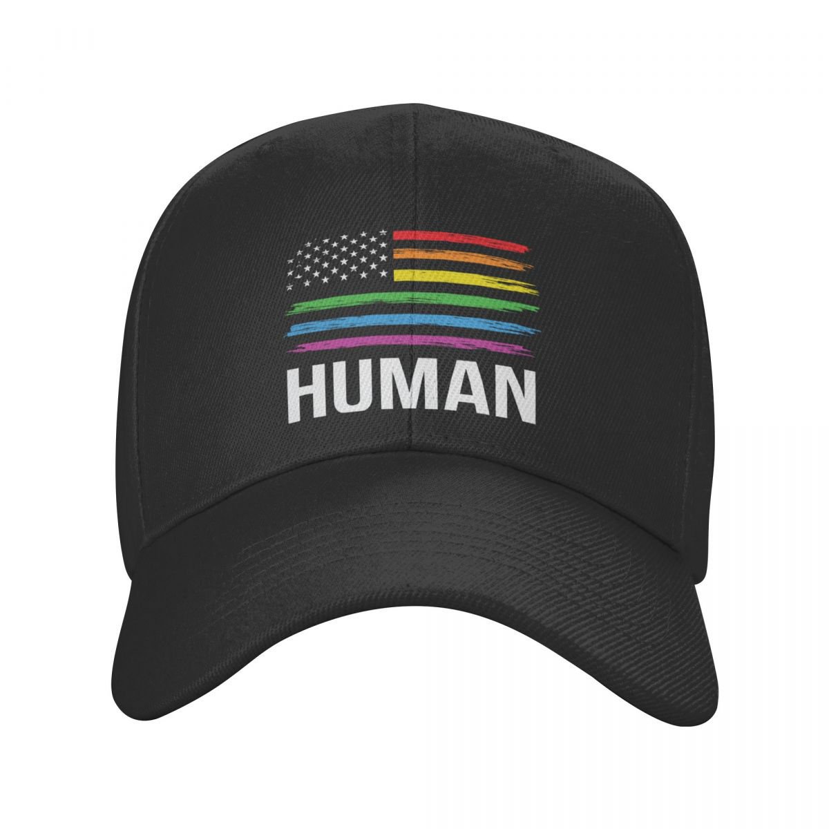 Rainbow Pride Human LGBT American Flag Baseball Cap Gay Lesbian