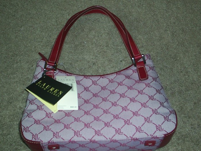 Ralph Lauren signature red handbag RL 334SAT