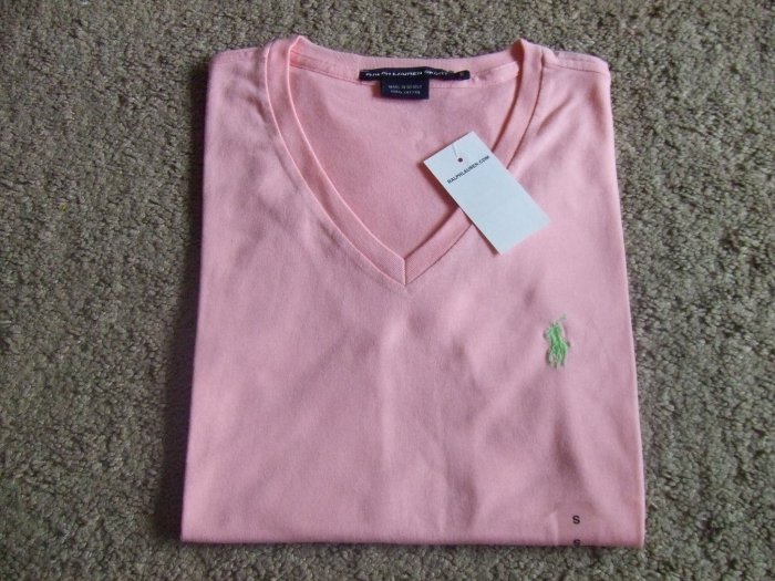 Ralph Lauren Polo women's resort pink V neck t-shirt size S