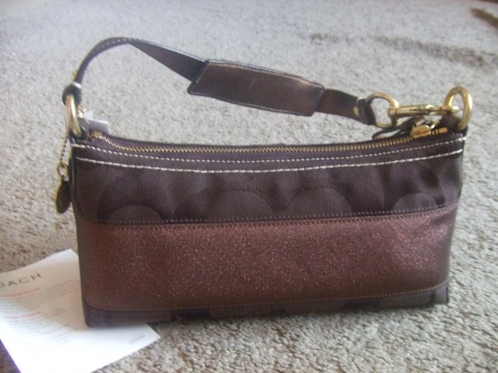 authentic COACH signature brown hobo stripe handbag