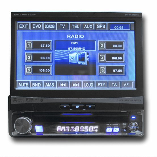 Pantalla 7" DVD/TV/BLUETOOTH/SUBWOOFER/SD-MMC + ANTENA