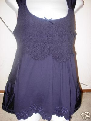 NWT $98 Anthropologie Little Yellow Button Blue Top M