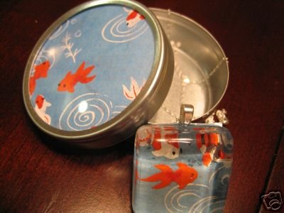Handmade Japanese Glass Pendant Koi with Matching Gift