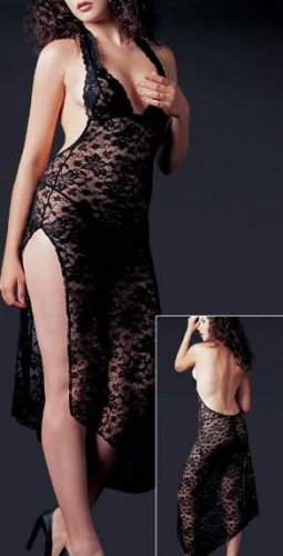 ~ Halter Neck Style Lace Long Gown ~