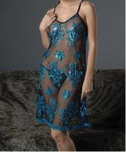 ~ Pretty Sheer Flower Embroidered Chemise ~