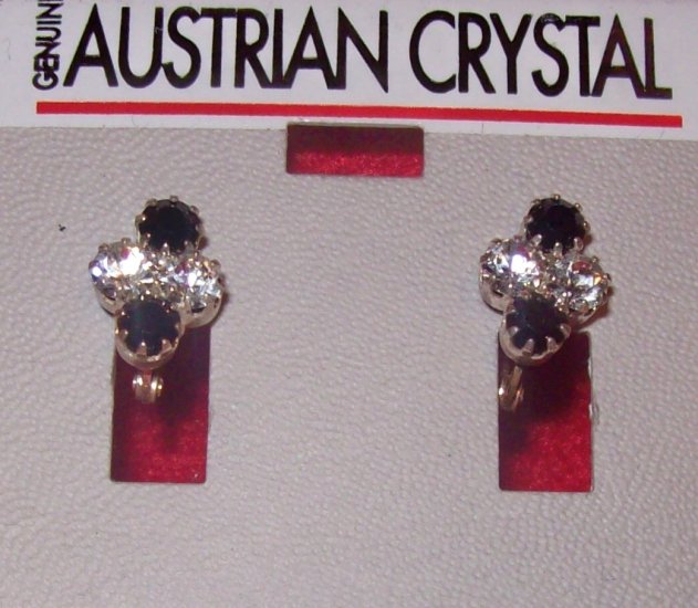 Austrian Crystal Jewelry, Earrings clear/black #8**