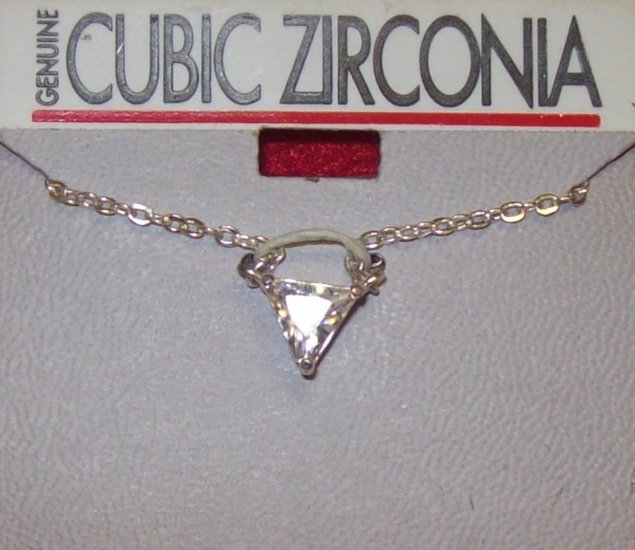 Cubic Zirconia w/ silver chain and silver triangle**